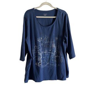 Catherines Blue 3/4 Sleeve Tee-Paris in Winter